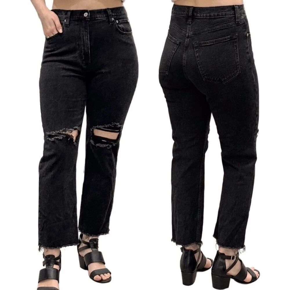 Abercrombie & Fitch The 90s Straight Curve Love Ultra High Rise Black Jean 26/2R